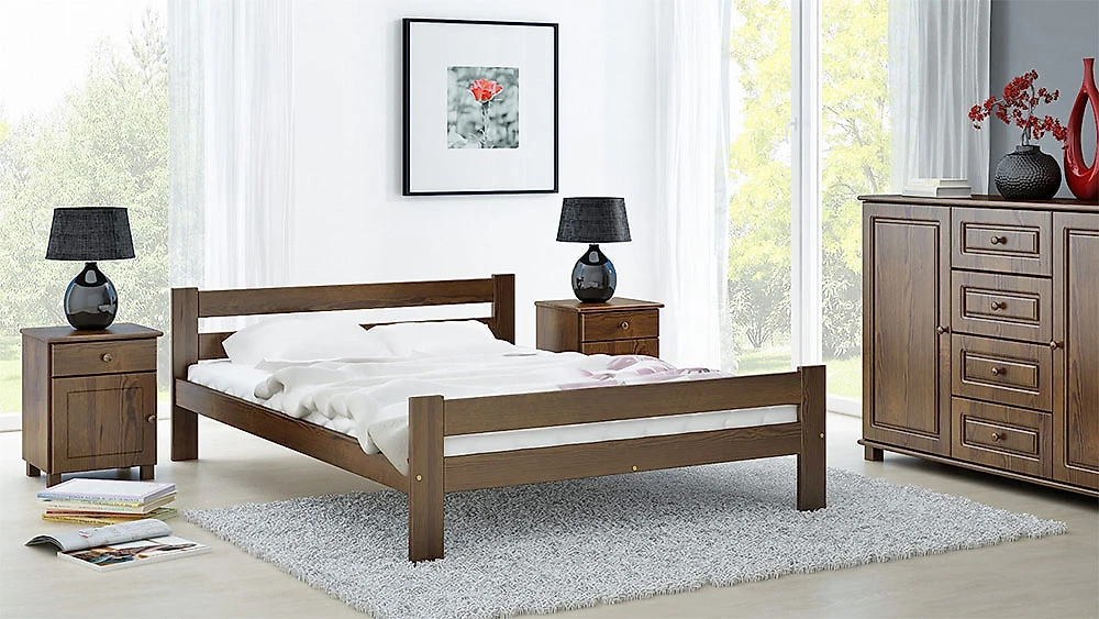 Кровать из массива дерева Родос 140х200 с матрасом
