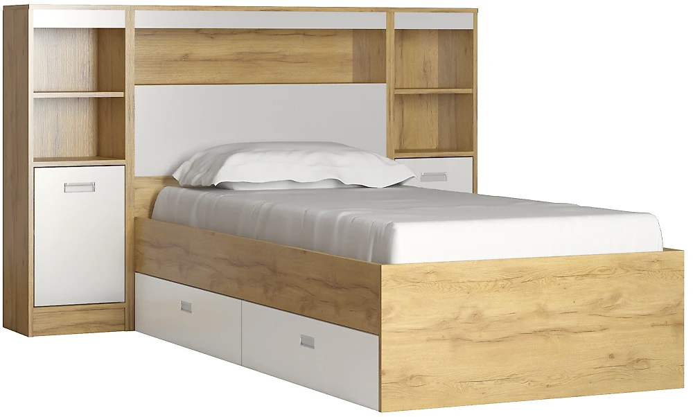 Кровать с ящиками для белья Виктория-4-90 Дизайн-1