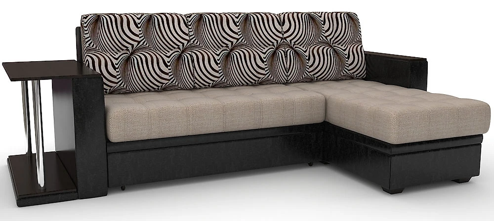 Тканевый угловой диван Атланта-Эконом Изи Браун со столиком