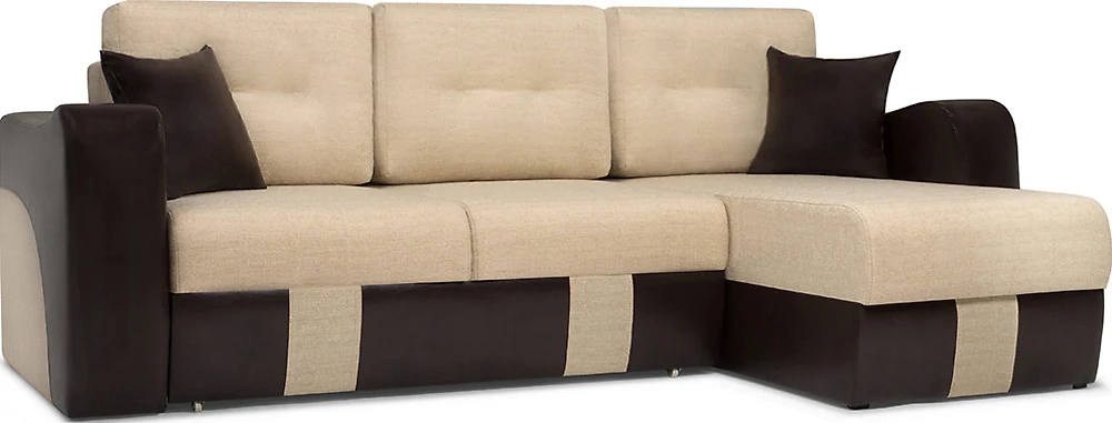 Угловой диван из комбинированного материала Вендор Беж Браун