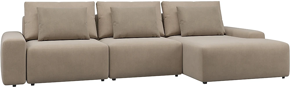 Угловой диван с канапе Гунер-2 Плюш Мокко нераскладной