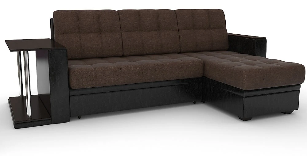 Угловой диван-кровать Атланта-эконом Мальта Браун со столиком