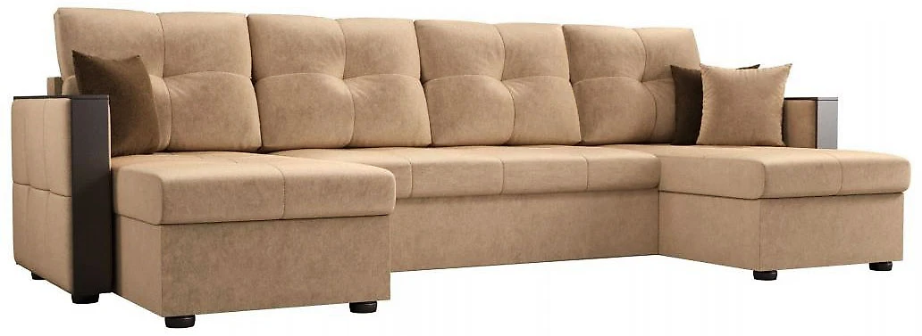 Угловой диван из ткани антикоготь Валенсия-П Плюш Латте