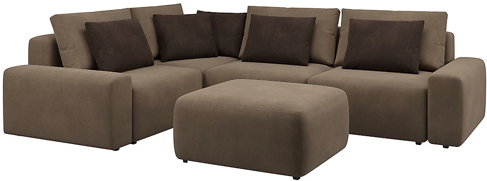 Угловой диван для гостиной Гунер-1 Плюш Хазел нераскладной