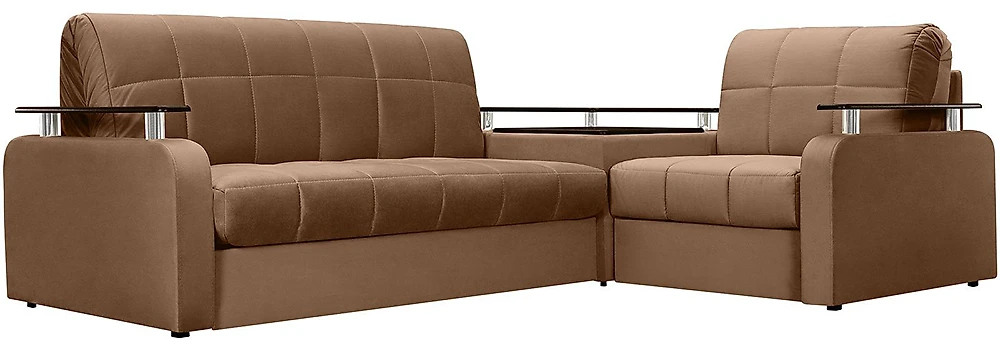 Угловой диван с механизмом аккордеон Карина-2 Плюш Шоколад