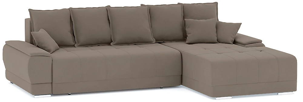 Угловой диван с левым углом Nordviks (Модерн) Плюш Плюш Лайт Браун