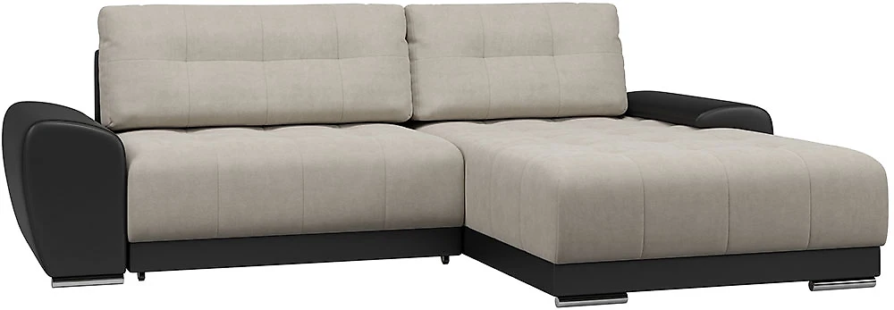 Угловой диван с подушками Пуэрто Плюш Крем Блэк