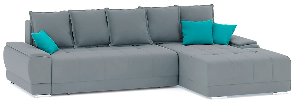 Угловой диван с левым углом Nordviks (Модерн) Плюш Плюш Лайт Грей - Азур