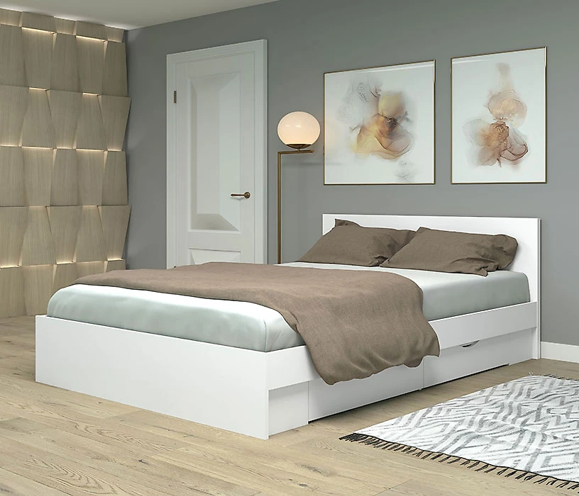 односпальная светлая кровать Фреш КРФР-3-Я-1400 Дизайн-1