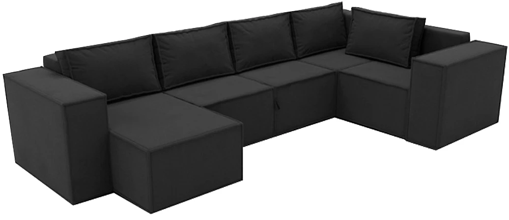 Чёрный модульный диван Лофт П-образный Блэк