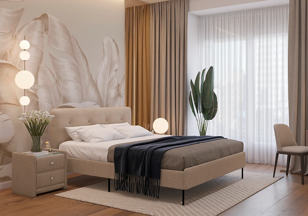 Кровать в современном стиле Альма 160х200 Кантри Беж