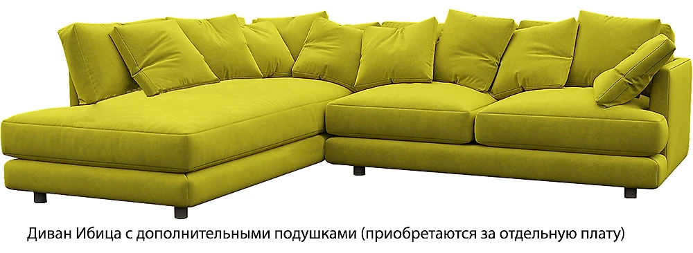 Угловой диван с большим спальным местом Ибица Мастард