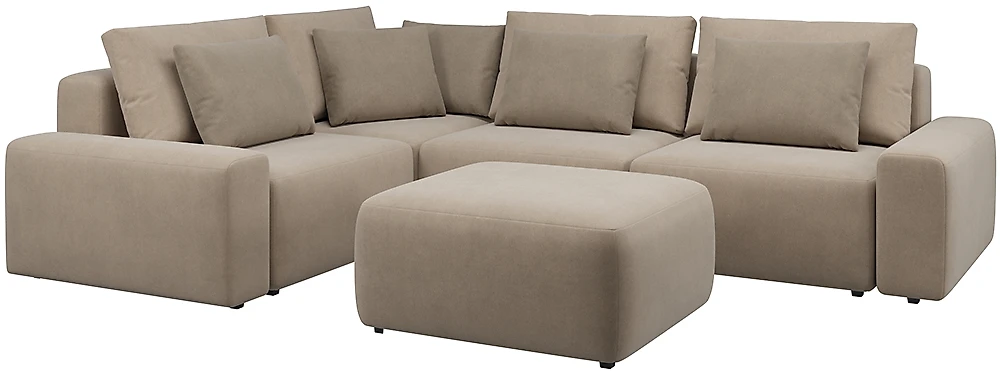 Угловой диван с левым углом Гунер-1 Плюш Мокко нераскладной