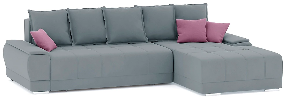 Угловой диван с левым углом Nordviks (Модерн) Плюш Плюш Лайт Грей - Пасти