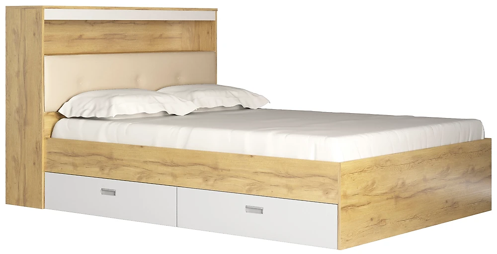 Двуспальная кровать из ЛДСП Виктория-3-140 Дизайн-1