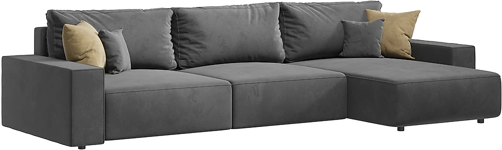 Угловой диван из ткани антикоготь King (Сиэтл) Плюш Грей