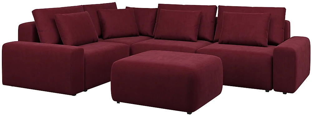 Угловой диван с ящиком для белья Гунер-1 Плюш Марсал