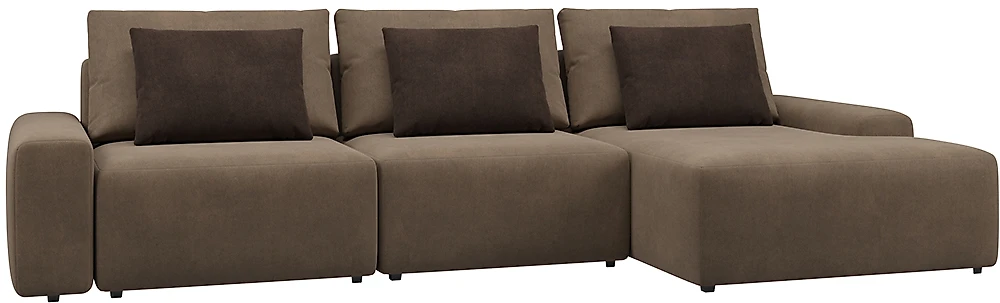  угловой диван с оттоманкой Гунер-2 Плюш Хазел нераскладной