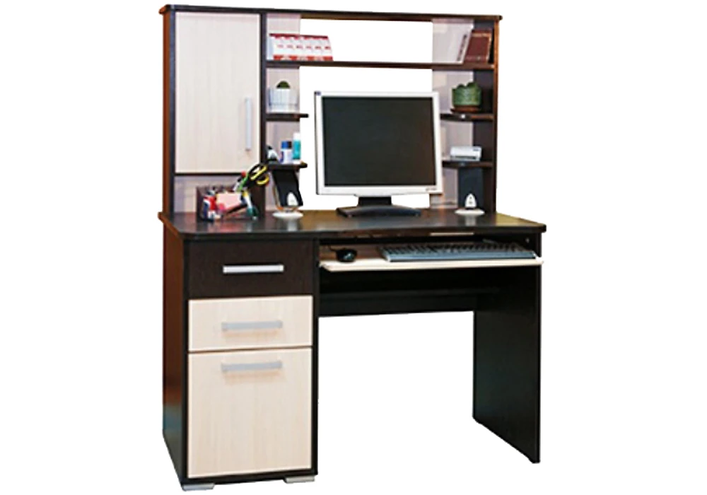Компьютерный стол с надстройкой и шкафчиками Гимназист-7