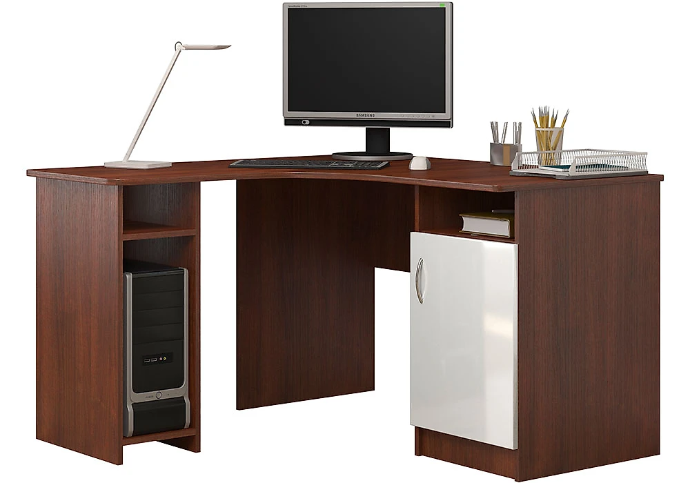 Компьютерный стол с надстройкой и шкафчиками СПУ-6 МДФ Дизайн-3