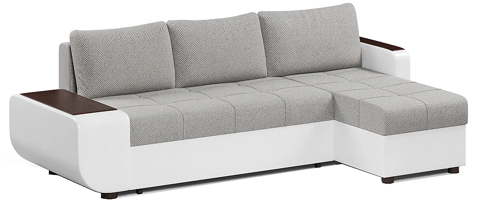 Угловой диван с ящиком в подлокотниках Атланта Грей со столиком