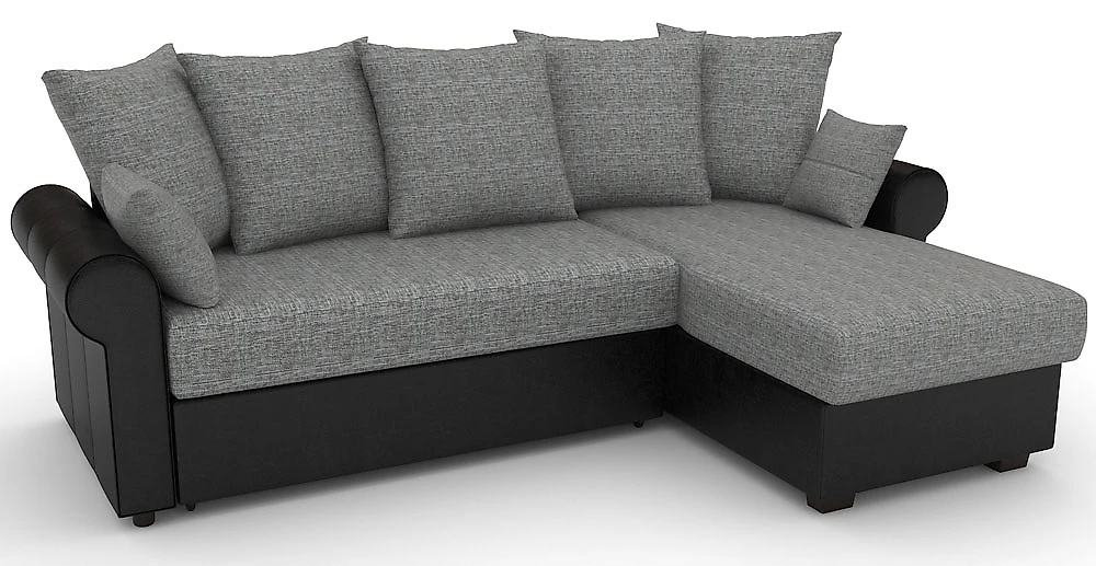 Угловой диван с левым углом Рейн-эконом Грей Блэк