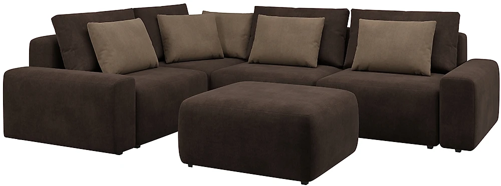 Модульный диван с подушками Гунер-1 Плюш Нуар нераскладной