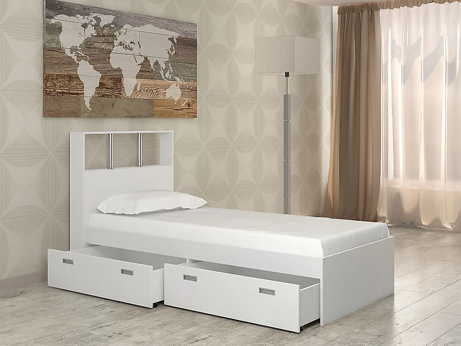 Высокая односпальная кровать  Бриз-6 (90) Дизайн-1