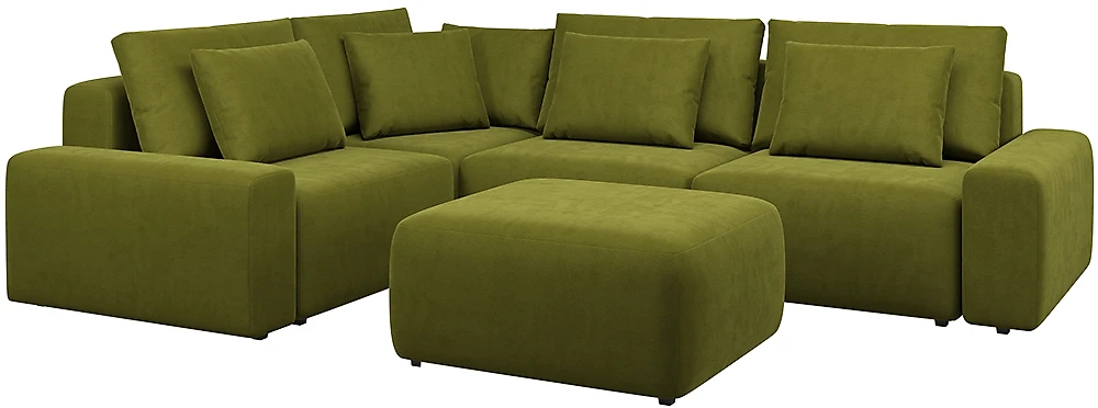 Угловой диван в восточном стиле Гунер-1 Плюш Свамп нераскладной