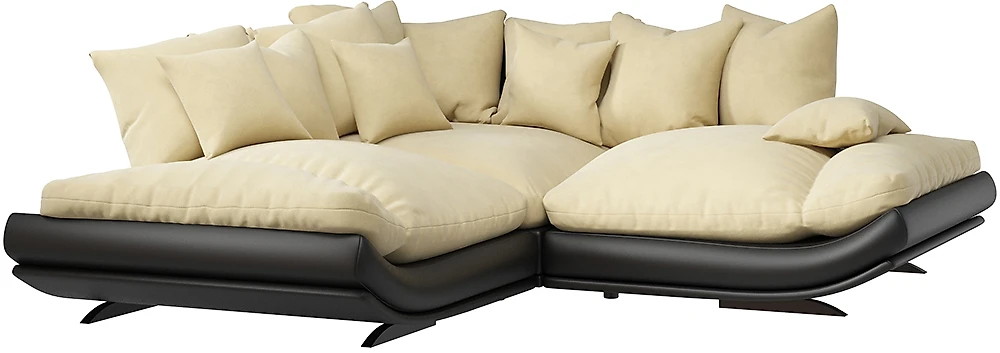 Угловой диван с подушками Авиньон Плюш Латте Мини