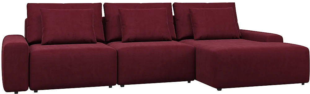  угловой диван с оттоманкой Гунер-2 Плюш Марсал нераскладной