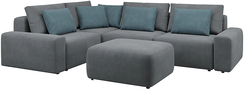 Угловой диван с подушками Гунер-1 Плюш Маус нераскладной