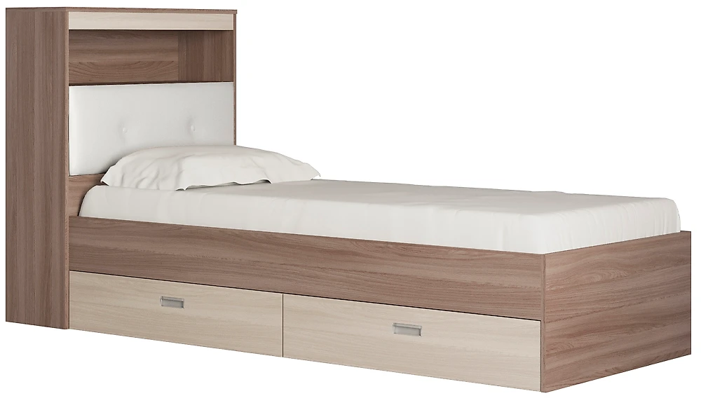 Кровать с ящиками для белья Виктория-3-80 Дизайн-3