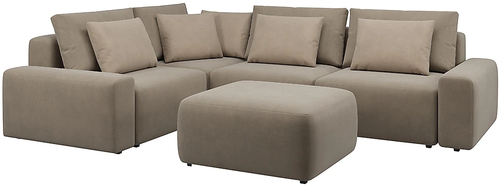 Угловой диван с подушками Гунер-1 Плюш Купер нераскладной
