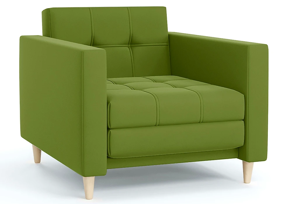 Зелёное кресло Квадро Плюш Грин