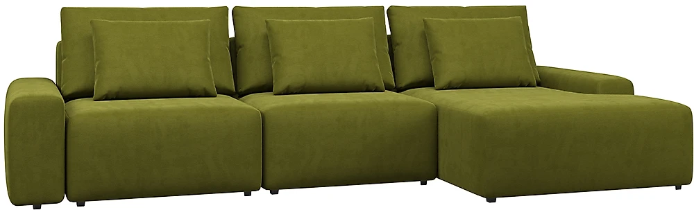 Угловой диван с канапе Гунер-2 Плюш Свамп нераскладной
