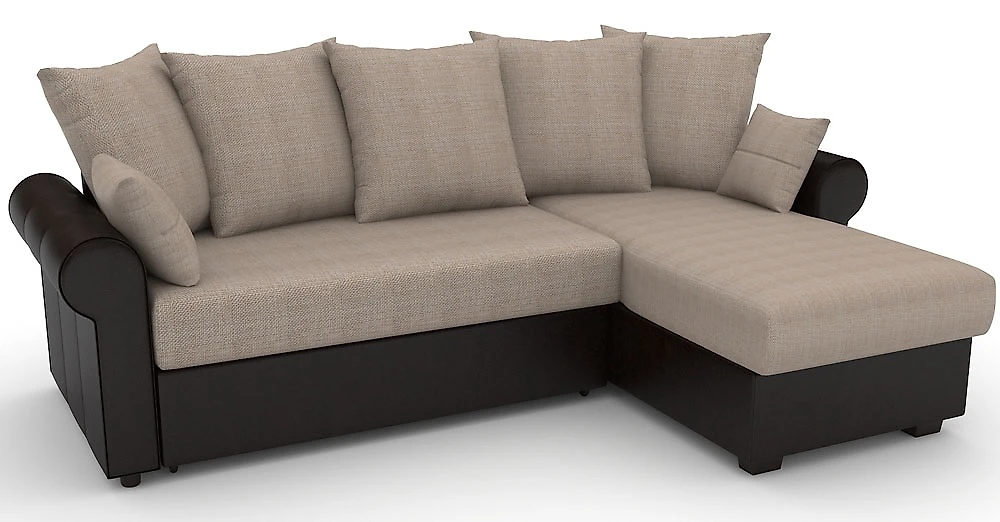 Угловой диван с левым углом Рейн-эконом Сан Браун