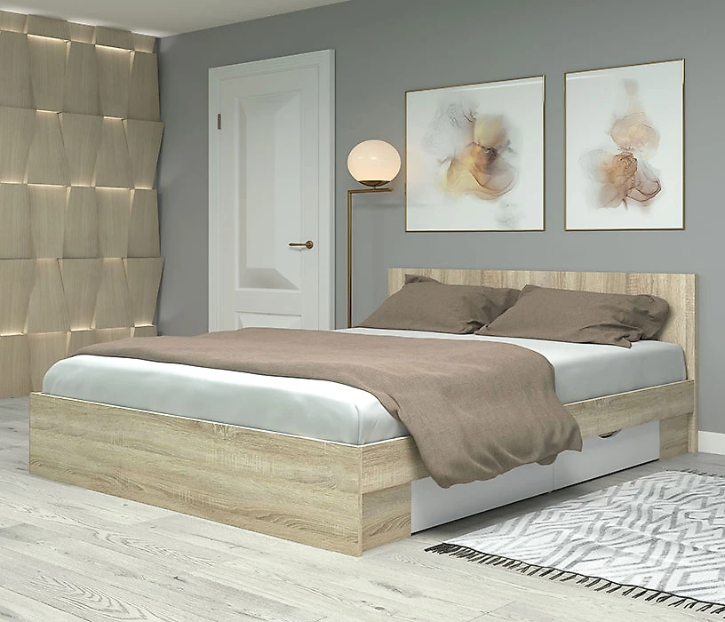 Бежевая двуспальная кровать Фреш КРФР-4-Я-1600 Дизайн-3