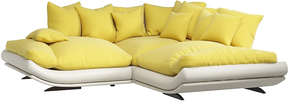 Угловой диван с подушками Авиньон Плюш Еллоу Мини
