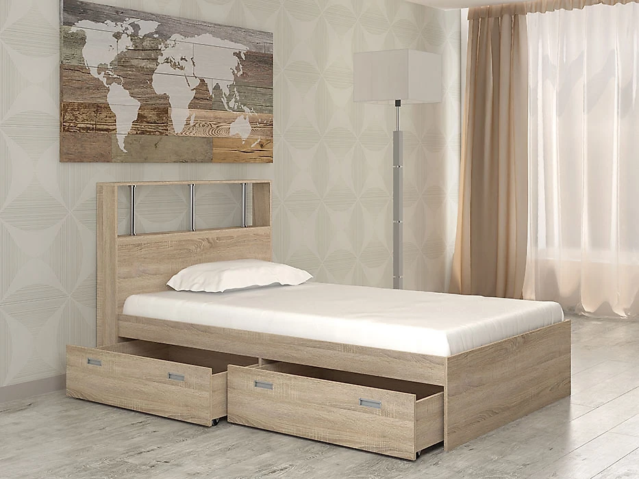 Высокая односпальная кровать  Бриз-6 (120) Дизайн-2
