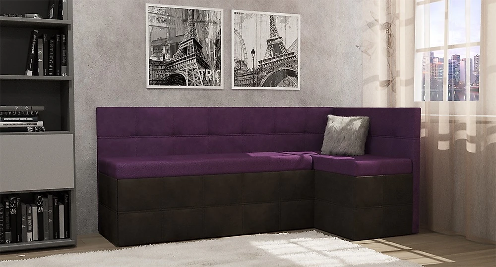  диван на кухню со спальным местом Токио (Домино) Комби Виолет угловой