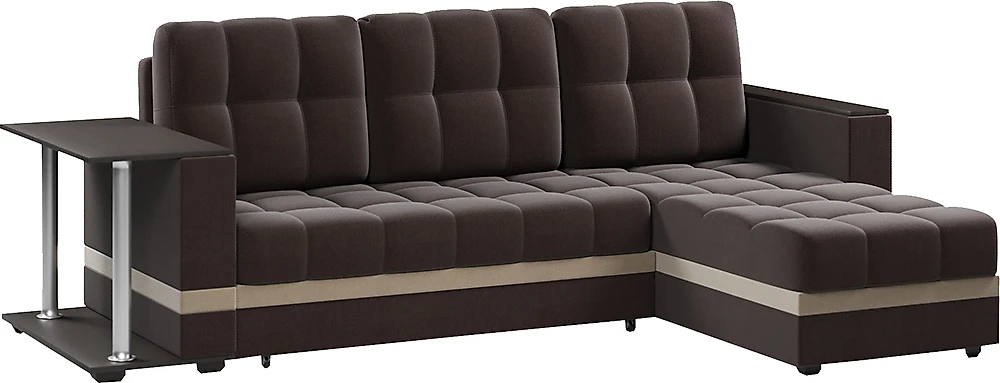 Угловой диван с левым углом Атланта Классик Браун со столиком