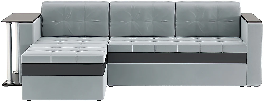Угловой диван для дачи Атланта Плюш Лайт Грей со столиком