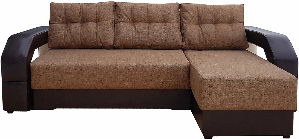 Угловой диван из комбинированного материала Манчестер Вудлайн Мокко СПБ