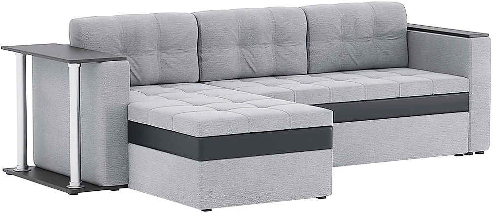 Угловой диван с левым углом Атланта Кантри Лайт Грей со столиком