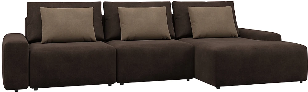 Угловой диван с канапе Гунер-2 Плюш Нуар нераскладной