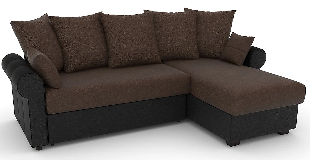 Угловой диван с левым углом Рейн-эконом Браун