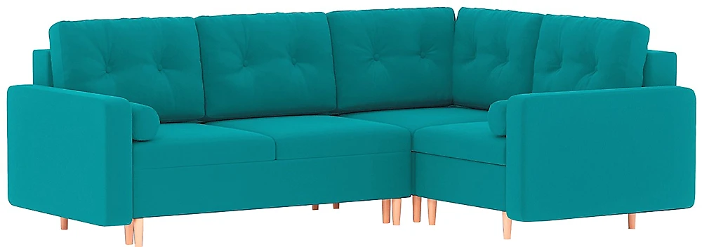 Угловой диван с креслом Белфаст Плюш Азур