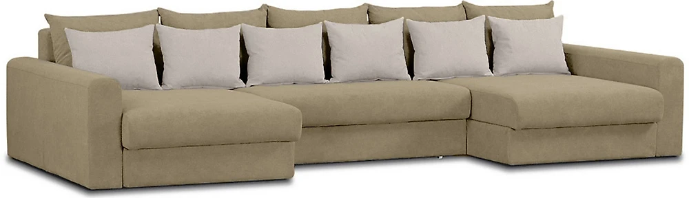Угловой диван с подушками Модена-7 Плюш Крем