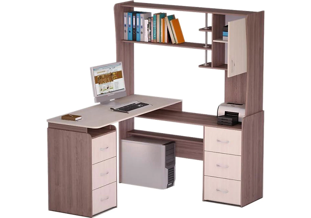 Компьютерный стол с надстройкой и шкафчиками Роберт-20